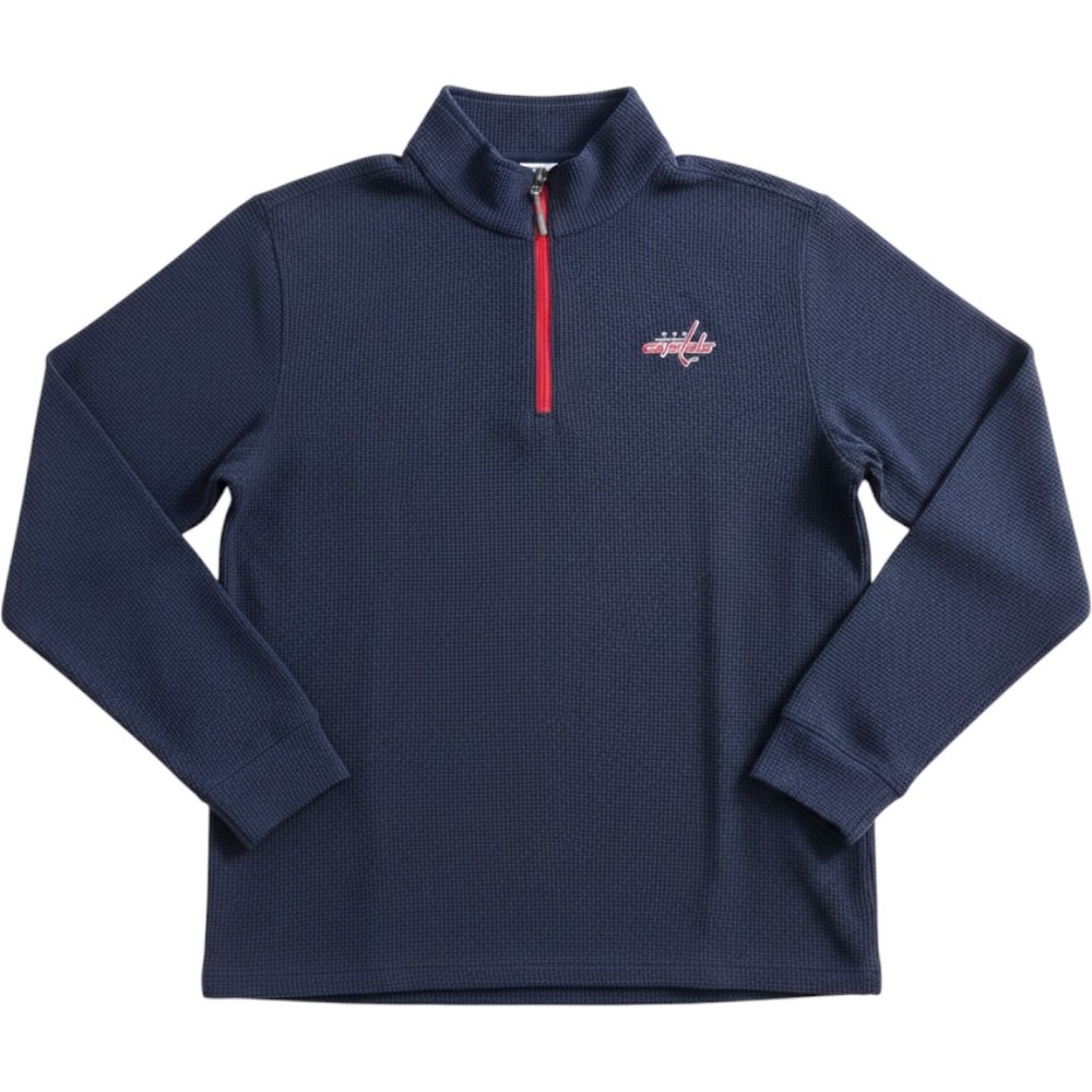 NHL Washington Capitals Navy Waffle Knit Quarter Zip Pullover Mens 2XL